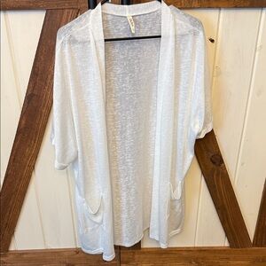 White Open-Front Cardigan 2X
